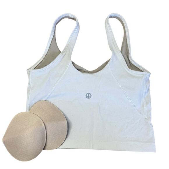 LULULEMON Align White Crop Tank Top Light Support Nulu Buttery Soft Size 0 - Picture 8 of 9